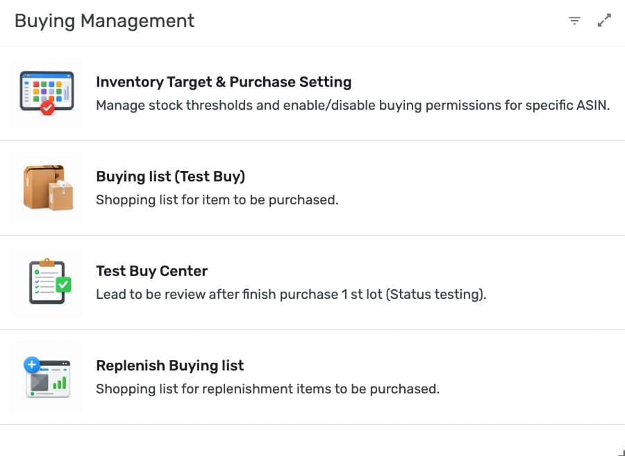 Buying Management screenshot